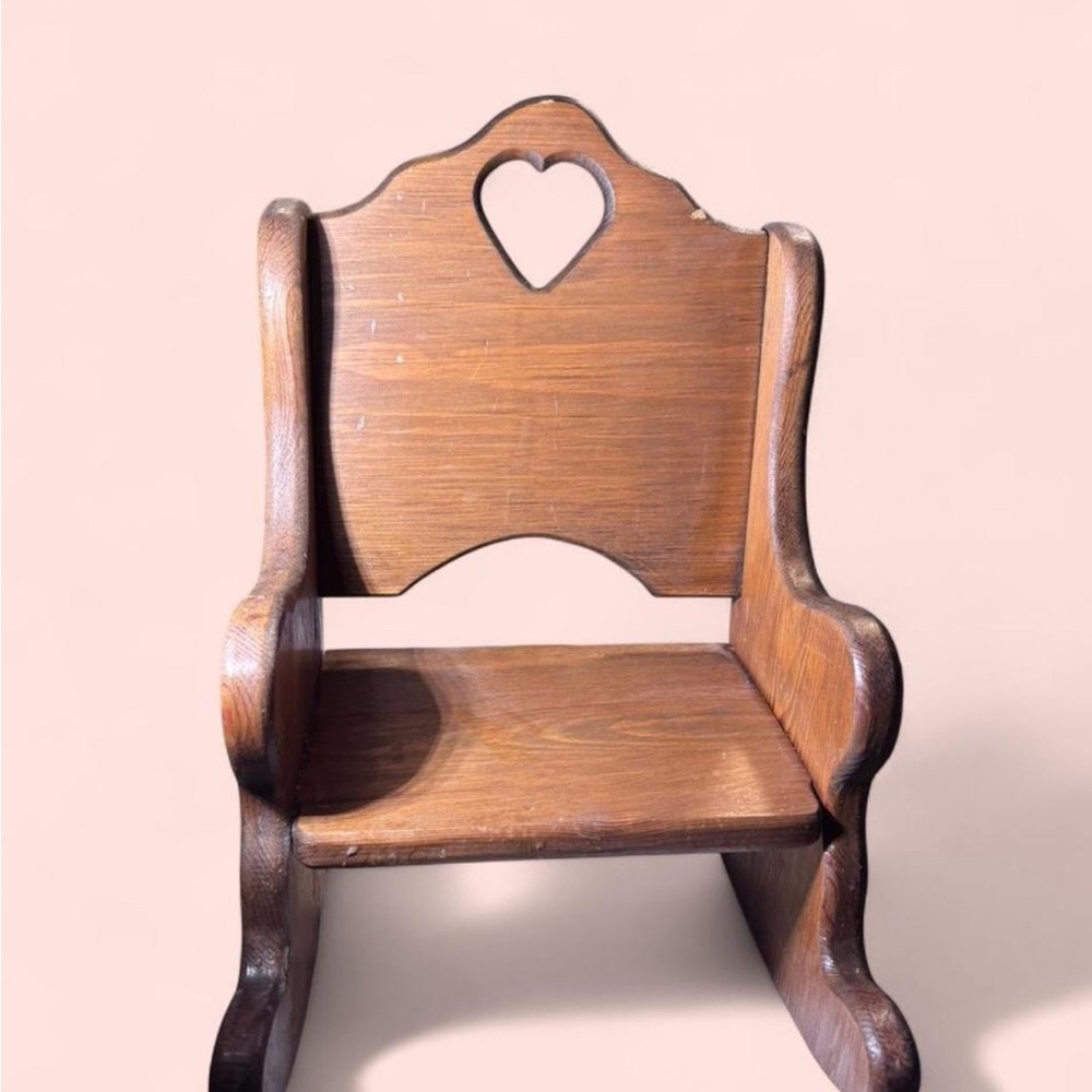 Heart Cutout Wooden Rocking Chair